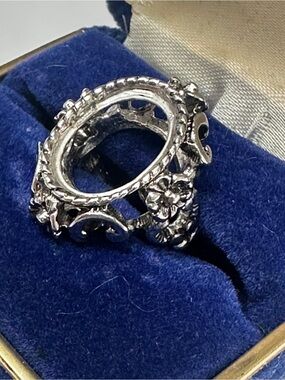 Floral Filigree Silver Ring Setting size 5- Women Jewelry